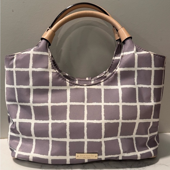 Kate Spade Gray and White Ribbon Nylon Shoulder Bag - Picture 2 of 15